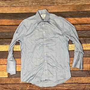 Charles Tyrwhitt Mens Blue Long Sleeve French Cuff Dress Suit Shirt Professional